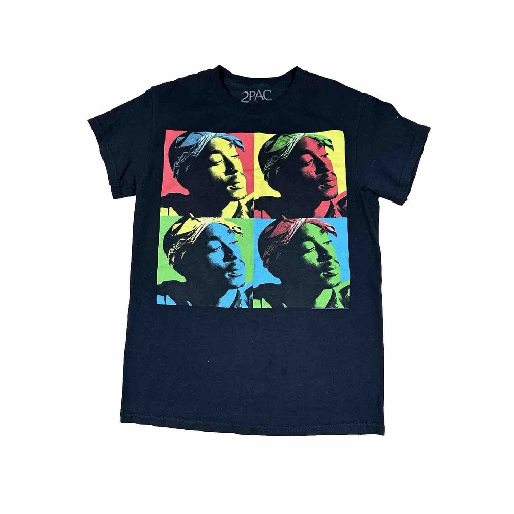 Tupac Graphic Print Tee Shirt Men's Size Small‎ Black 2Pac Brand 100% Cotton